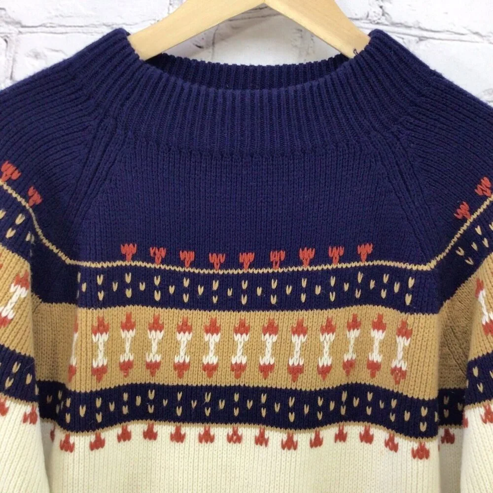 JC Penney Vintage Sweater 70's Nordic Knit Mens Sz‎ L Large Flaw Small Hole